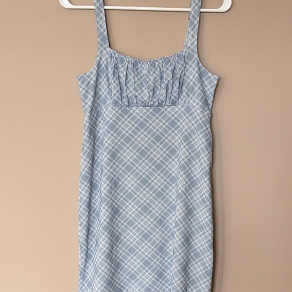 Hollister Co. Women's White and Blue Checkered Dress Social Tourist Collection - Picture 4 of 4